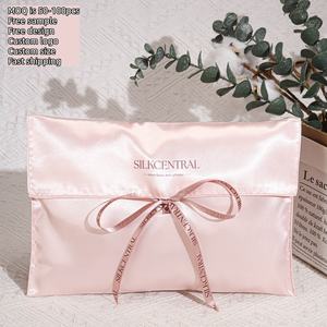 कस्टम लोगो मुद्रित <span class=keywords><strong>Satin</strong></span> लिफाफे कॉस्मेटिक उपहार पैकेजिंग बैग के साथ रिबन लक्जरी हैंडबैग लिफाफे धूल रेशम साटन पाउच - Product Image 1
