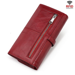 Modern Stylish Genuine Leather RFID Blocking Ladies <b>Purse</b> Minimalist Clutch Women Wallet - Product Image 4