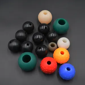 Bola karet padat pabrikan Tiongkok dengan lubang kustom bola karet silikon goyang warna-warni dengan lubang