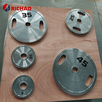 Disque de poids en acier électroplaqué avec logo personnalisé, 20 kg, 2 trous de préhension, usage commercial pour la musculation en salle de sport