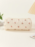 Tas penyimpan kuas kosmetik Mini, tempat pensil portabel bunga kecil, portabel, dengan logo kustom