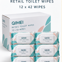 Lingettes humides pour toilettes OEM, 12 paquets de 42 lingettes, avec couvercle rabattable, marque privée