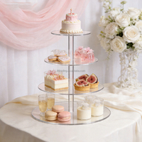 Support à gâteau rond transparent à plusieurs niveaux en acrylique, présentoir à desserts pour mariage, banquet, fête et table de desserts d'exposition