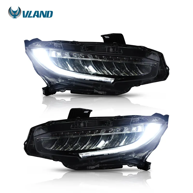 VLAND modifiye tam LED far kafa ışık 4 kapılar Sedan 10th 2016-UP sıralı otomobil ön farı Honda Civic için