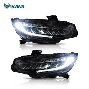 VLAND Modified Full LED Headlights Head Light 4 Doors Sedan 10th 2016-UP Sequential Car Front Lamp For Honda Civic