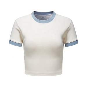 Áo thun nữ croptop chất lượng cao, <span class=keywords><strong>size</strong></span> lớn, in logo tùy chỉnh theo phong cách Y2K, 100% cotton, áo trơn gợi cảm, bán buôn. - Product Image 2