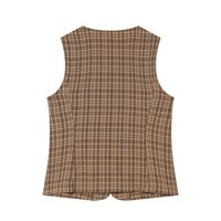 Ensemble gilet sans manches à carreaux et pantalon droit taille haute personnalisé 2026, tailleur élégant deux pièces pour le bureau, OEM/ODM par usine chinoise