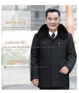 Giacca trapuntata lunga alta strada invernale anziana di mezza età in velluto spesso impermeabile per gli uomini papà <span class=keywords><strong>nonno</strong></span> - Product Image 6