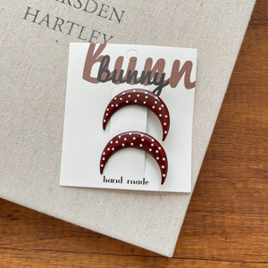 Nuove Mollette per Capelli in Lega Rosso Scuro di Tendenza per Ragazze, Nuove Mollette Smaltate a Forma Geometrica di Cuore/Luna/Ondulata, Mollette Senza Pieghe per Ragazze - Product Image 4