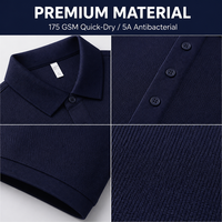 Chemise formelle marine personnalisée en tricot uni pour la vente en gros |   175GSM Séchage rapide 5A Antibactérien S-6XL 9 couleurs |   Usine OEM/ODM