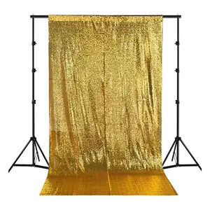 Chất Lượng Cao Wedding Banquet Đảng Long Lanh Trở Lại Drop Photo Booth 4X6ft Vàng Vàng Sequin Backdrop