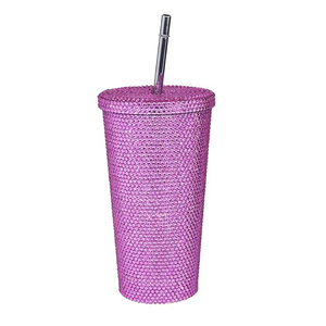 Linghui moderne 304 tasse de paille en acier inoxydable tasse de café et d'eau isolée sous vide transfrontalière avec strass pour tasse de voiture alimentaire - Product Image 5