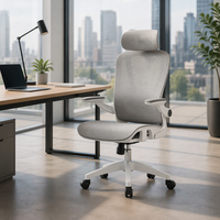 Chaise de bureau ergonomique moderne en maille avec appui-tête réglable, rotation à 360 degrés, dossier croisé et soutien multifonctionnel