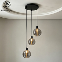 Lampada a Sospensione LED in Vetro Ondulato Fumé e Ambrato, Design Cubo con Effetto Acqua, per Scale, Sala da Pranzo, Villa