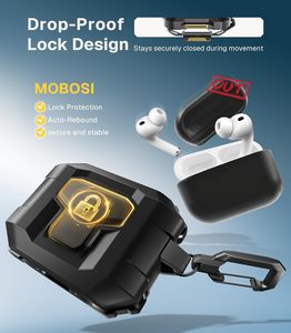 เคส MOBOSI สำหรับ <span class=keywords><strong>AirPods</strong></span> Pro 3 รุ่นปี 2025 พร้อมชุดทำความสะอาดแบบล็อคป้องกันการตกหล่น พวงกุญแจ ป้องกันระดับพรีเมียม ฝาครอบแข็งสำหรับ iPods Pro รุ่นที่ 3 - Product Image 6