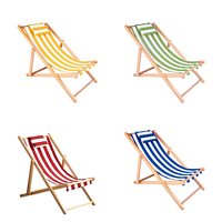 Chaise de plage en bois confortable à rayures colorées personnalisées avec tissu Oxford 600D, inclinable, pliable, portable, pour une personne