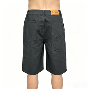 <b>Customized</b> Summer Denim Jorts for Men Wide <b>Balloon</b> Leg Baggy Fit Solid Pattern Straight Style Jorts Mid Waist - Product Image 4