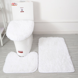 <b>Bathroom</b> Toilet <b>Mat</b> <b>Set</b> Yellow Fluffy Anti-Slip Floor Rug For <b>Bathrooms</b> Rectangle Solid Color Polyurethane Fiber - Product Image 4