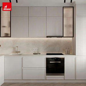 Juego Completo de Muebles de Cocina Modulares Alland, Gabinetes de Cocina de Madera Acanalados Blancos de Lujo, Resina para Espacios Pequeños, Almacenamiento para Grifo de Cocina - Product Image 3
