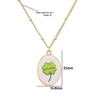 Collier pendentif émail coloré pour femme, en laiton plaqué or 18 carats, avec breloques fruit, animal et floral dessinées à la main, sur chaîne perlée