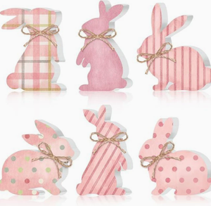 DAMAI Wholesale Easter Decor Rustic Vintage Rabbit Wooden Farmhouse Tiered Tray Figurines for Fireplace Garden Party Decor - Product Image 6