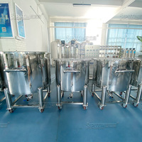 Réservoir en acier inoxydable SUS316L de 200 litres avec roues mobiles et couvercle pour crème liquide cosmétique/réservoir de stockage des aliments