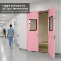 Porte de salle blanche hermétique de qualité hospitalière avec double vitrage trempé pour pharmacie et laboratoire