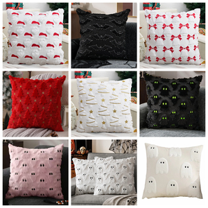 Luxe 45*45cm noël brodé carré jeter taie d'oreiller tufté écologique coussin de noël pour la maison hôtel canapé décor - Product Image 6