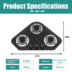 Estufa de Gas Triangular JDA de Triple Quemador para RV, Vidrio Templado de 8mm, <span class=keywords><strong>61</strong></span>*46cm, Cocina Integrada para RV, Caravana, Casa Móvil - Product Image 2