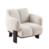 Canapé simple moderne et confortable en tissu et bois massif, fauteuil individuel adapté aux salons, hôtels et appartements