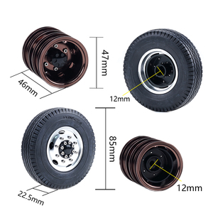 En Oferta, Piezas y <span class=keywords><strong>Accesorios</strong></span> Originales para <span class=keywords><strong>RC</strong></span>, Camión <span class=keywords><strong>RC</strong></span> 1/14, Remolque, <span class=keywords><strong>Tamiya</strong></span>, Ruedas y Neumáticos Delanteros/Traseros de Aluminio - Product Image 4