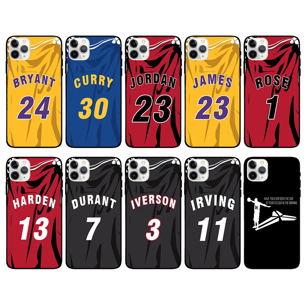 Phone Case for iphone 11 12 Pro Max XS Max Kobe James Rose Jersey TPU Silicone Back Cover for iphone X XR 7/8