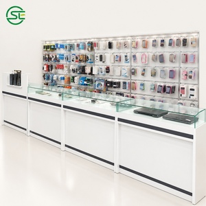 Vitrina Blanca para Teléfonos Móviles, Mostrador para Tienda Minorista, Exhibidor de Vidrio para Accesorios de Celulares, Diseño Interior - Product Image 1
