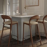 Runwood Neuer Moderner Minimalistischer Bar-Thekenstuhl für Zuhause, 75cm Höhe, mit Rückenlehne, Holz-Barhocker