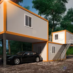 20 40英尺低成本设计轻钢框架轻钢结构预制集装箱房屋别墅