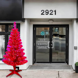 Arbre de Noël artificiel en fibre optique rouge G&L de 3,5 pieds, lumières LED changeantes de couleur, respectueux de l'environnement, utilisation en intérieur, adaptateur USB basse tension - Product Image 3