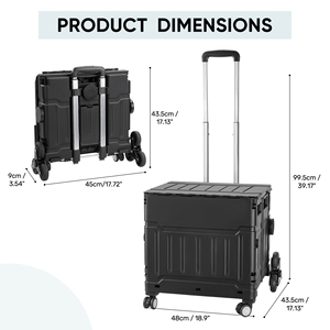 Collapsible Rolling Utility Cart with Lid Foldable Shopping Trolley with Wheels Portable <b>Storage</b> <b>Crate</b> for Groceries Travel - Product Image 4