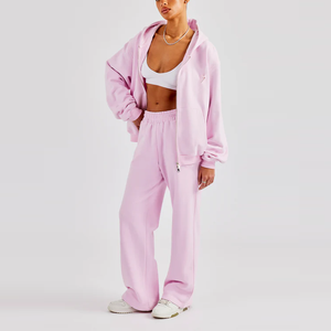 Ensemble <span class=keywords><strong>survêtement</strong></span> deux pièces surdimensionné personnalisé, couleur unie, pour femmes, jogging, <span class=keywords><strong>survêtement</strong></span> - Product Image 5