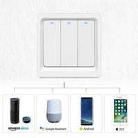 Sakelar Dinding WiFi Pintar 3 Tombol Tekan Fisik Pengontrol Lampu 1 Arah Smart Life Kontrol Suara 240V 2.5A