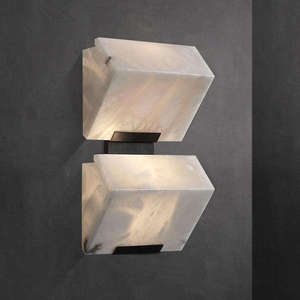 Modern Marble Wall <b>Lamp</b> Rectangular <b>Shade</b> <b>White</b> 2700K LED E27 Wall-Mounted Living Room Lighting - Product Image 1