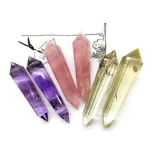 Support for custom natural crystals wand citrine amethyst 24 faceted tower Vogel crystals 48 sides Double point for meditation