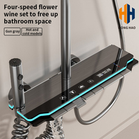 Robinet de salle de bain mural de luxe moderne en céramique brossée avec double poignée, mitigeur eau chaude et froide, ensemble de douche pluie