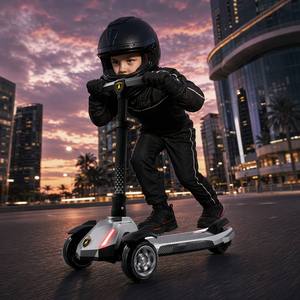 <span class=keywords><strong>Patinete</strong></span> de 3 Ruedas para Niños LeaderWay, Estilo <span class=keywords><strong>Lamborghini</strong></span>, Plateado con Tira de Luces LED Rojas, Regalo de Lujo para Niños, Deporte al Aire Libre, Venta al Por Mayor - Product Image 1
