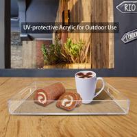 Plateau décoratif en acrylique transparent artisanal, plateaux de service rectangulaires avec poignées, Table basse, plateau Ottoman pour la décoration de la maison
