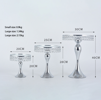 Ensemble de supports à gâteaux de luxe pour mariage en gros, présentoir à gâteaux et à en-cas pour buffet, support à gâteaux en cristal, métal doré, miroir