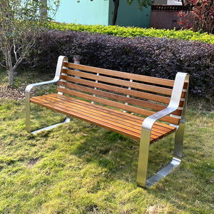 Banco para exteriores de nuevo diseño, asiento de acero inoxidable con marco de madera maciza, duradero para parques, plazas públicas, banco para niños, asiento de jardín - Product Image 3