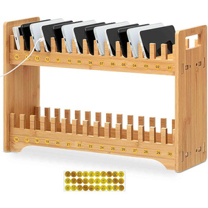 Cross-border classroom phone stand, <b>desktop</b> phone holder, simple wooden phone storage rack - Product Image 1