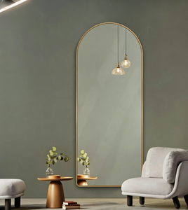 กระจกตั้งพื้นทรงโค้งทันสมัย กรอบอะลูมิเนียม ติดผนังได้ ตั้งพื้นได้ ขนาดเต็มตัว ตกแต่งสวยงาม ทำด้วยมือ เป็นมิตรกับสิ่งแวดล้อม ผลิตจากโรงงาน - Product Image 3