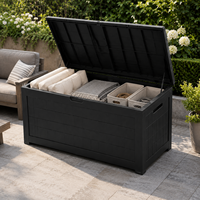 Boîte de rangement extérieure étanche en WPC, grande capacité, verrouillable, coffre de rangement pour patio et jardin, pour coussins et outils