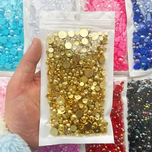 Yantuo Factory Wholesale 50g Mix Size 3mm-10mm ABS Plastic Half Flatback Loose Plastic Half Round Pearls For Handmade DIY